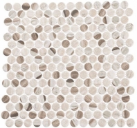 Pixels Speckled Taupe Beige Wood Look Penny Round Tile PX783