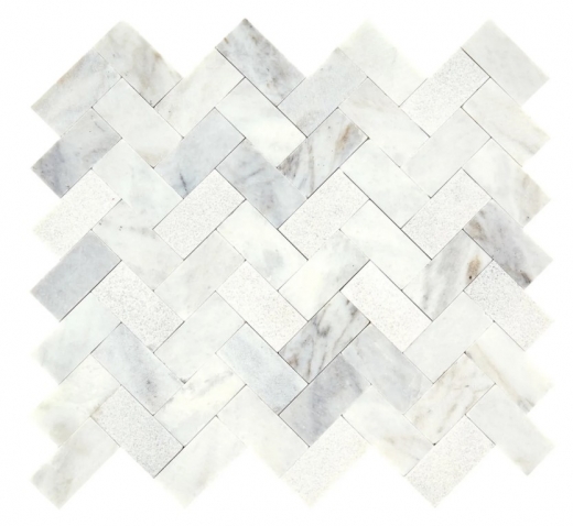 Minute Mosaic Daphne White Herringbone Mosaic Tile