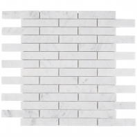 White Carrara 3/4x4 Piano Brick Marble Tile by Soho Studio PIANOBRKWTCR