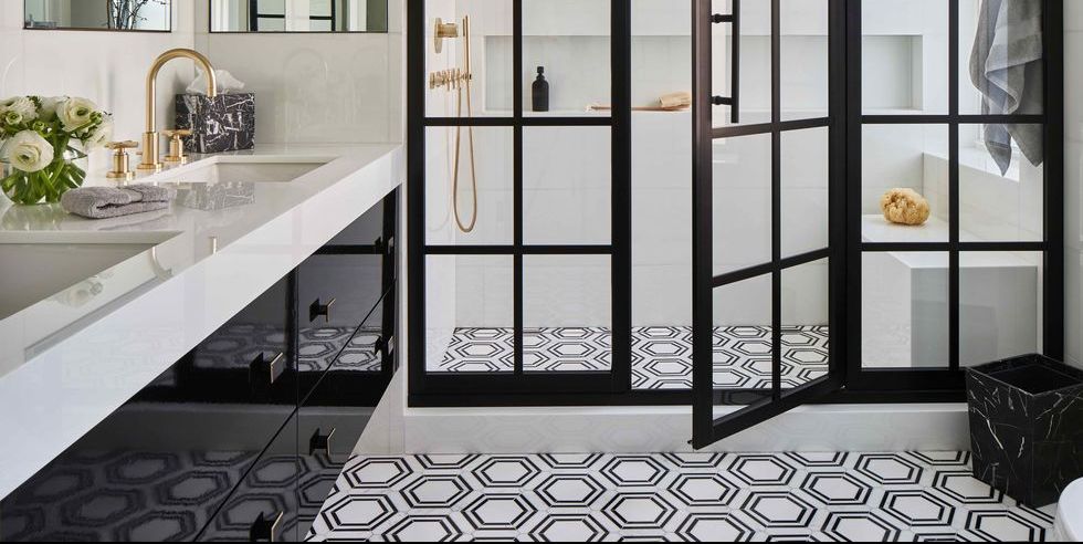 Hexagon-floor-tile-gray-grout