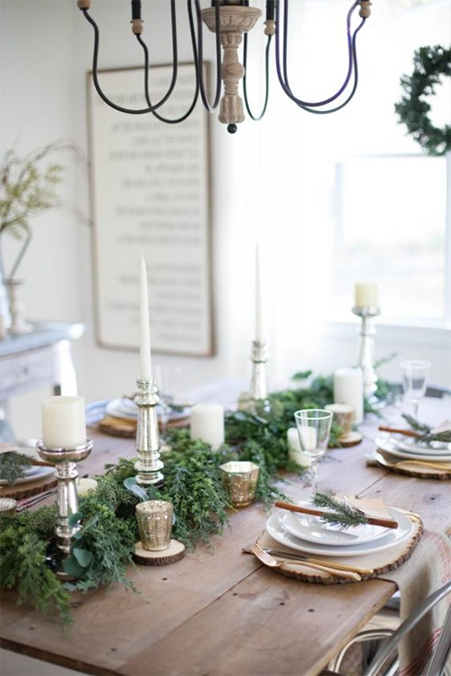 table-setting-rustic-fall-winter-natural-green-plants-herb