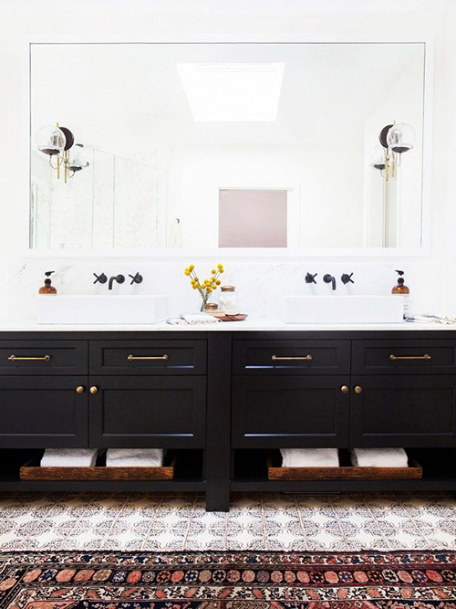 bath-vanity-lighting-tiles-rug-vintage-antique-runner